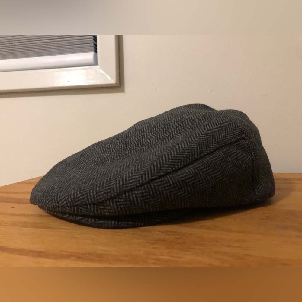 Brixton grey herringbone driving cap (flat cap/newsboy cap); size large 7 1/2
